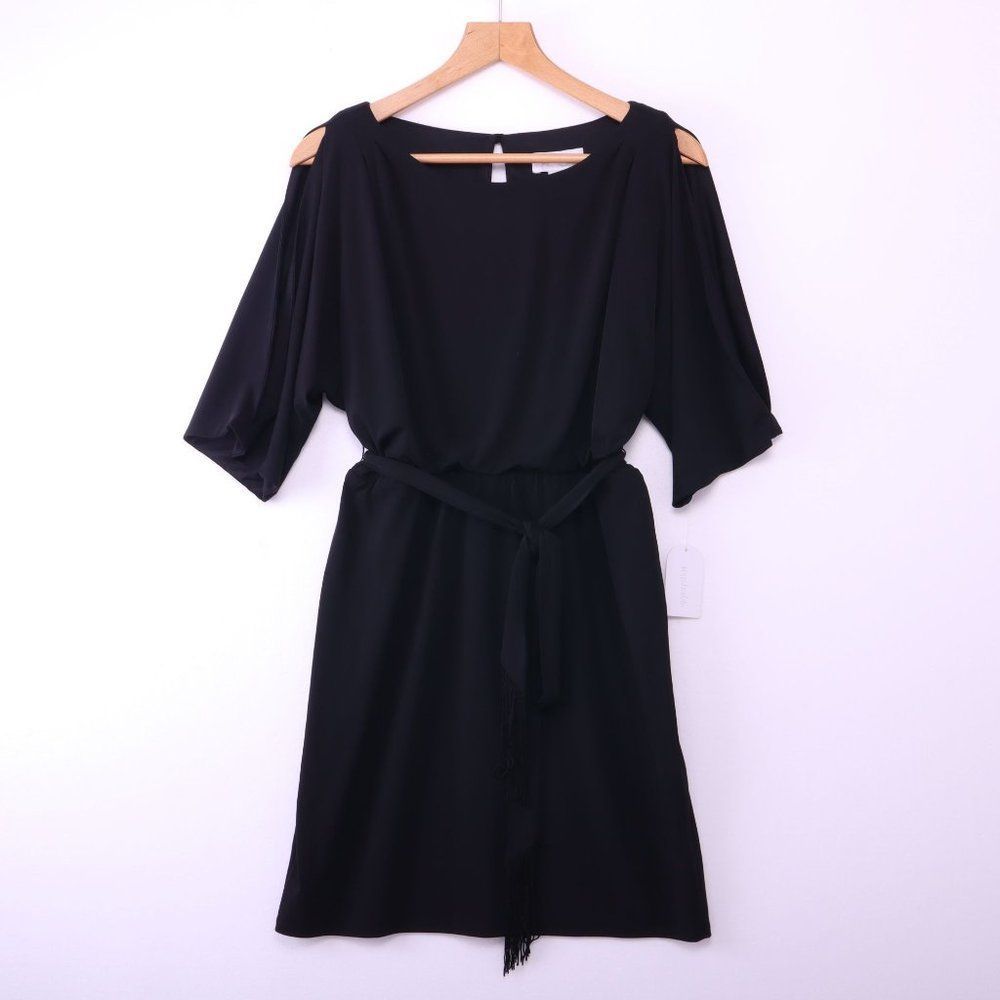 Jessica Simpson Fringe Belted Black Dress